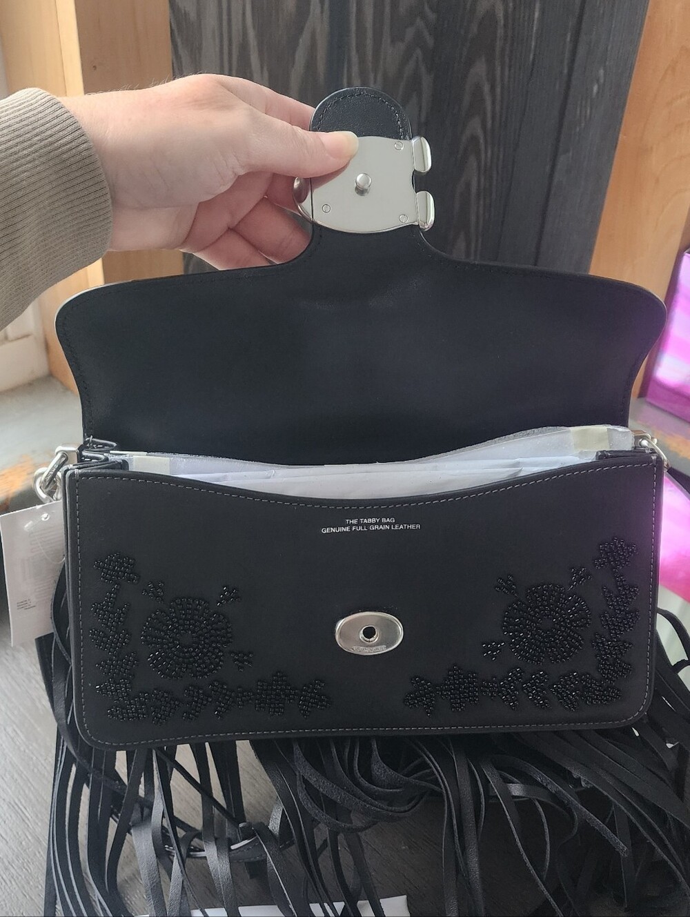 NWT Coach Tabby 26 Fringe Beaded Shoulder Bag - Picture 8 of 13